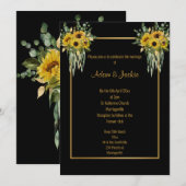 SUNFLOWER EUCALYPTUS GOLD TRIM ELEGANT WEDING 2 KAART (Voorkant / Achterkant)