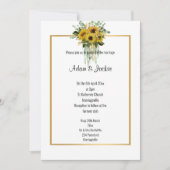 SUNFLOWER EUCALYPTUS GOLD TRIM ELEGANT WEDING KAART (Voorkant)