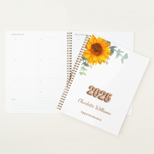 Sunflower eucalyptus greenery monogram 2022 planner (Display)
