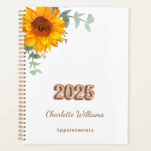 Sunflower eucalyptus greenery monogram 2022 planner (Voorkant)
