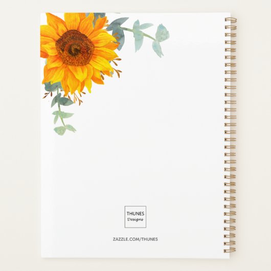 Sunflower eucalyptus greenery monogram 2022 planner (Achterkant)