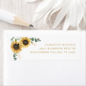 Sunflower Eucalyptus Greenery Return Address Etiket (Insitu)