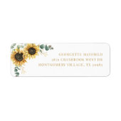 Sunflower Eucalyptus Greenery Return Address Etiket (Voorkant)