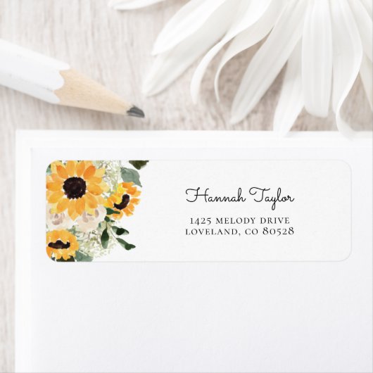 Sunflower Eucalyptus Greenery Return Address Label (Insitu)