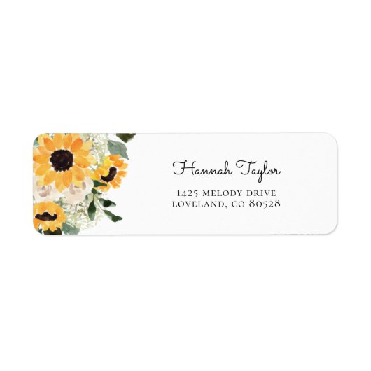 Sunflower Eucalyptus Greenery Return Address Label (Voorkant)