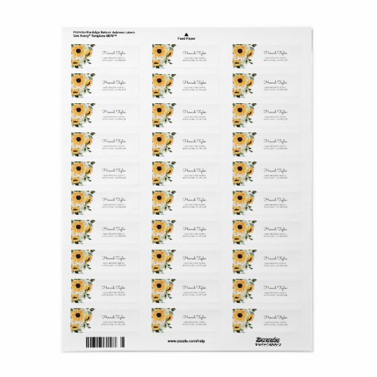 Sunflower Eucalyptus Greenery Return Address Label (Full Sheet)