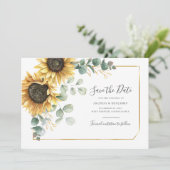 Sunflower Eucalyptus Greenery Save the Date Floral (Staand voorkant)