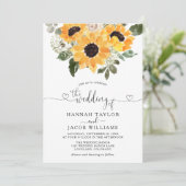 Sunflower Eucalyptus Greenery Wedding  Kaart (Staand voorkant)