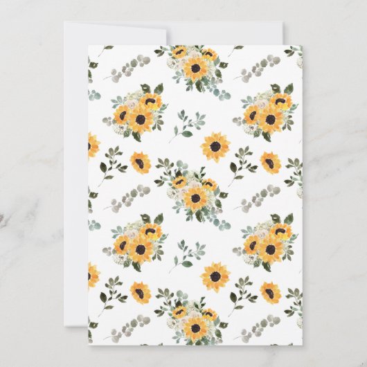 Sunflower Eucalyptus Greenery Wedding  Kaart (Achterkant)
