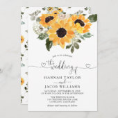 Sunflower Eucalyptus Greenery Wedding  Kaart (Voorkant / Achterkant)