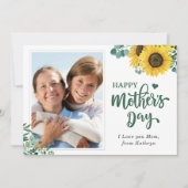 Sunflower Eucalyptus Happy Moederdag Foto Kaart (Voorkant)