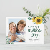 Sunflower Eucalyptus Happy Moederdag Foto Kaart (Staand voorkant)