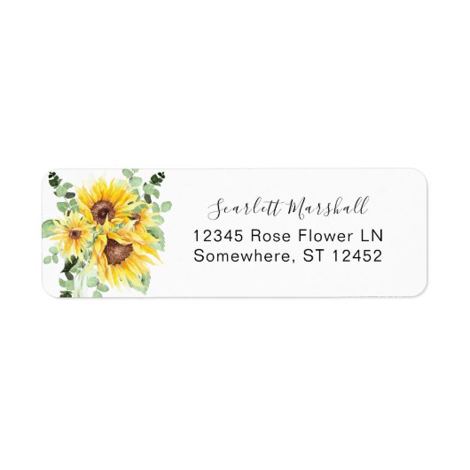 Sunflower & Eucalyptus MOD Floral Return Address L Etiket (Voorkant)