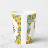 Sunflower Eucalyptus Palm Boho Cross Baptism Papieren Bekers (Links)