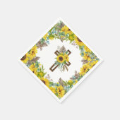 Sunflower Eucalyptus Palm Boho Cross Baptism Servet (Hoek)