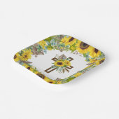 Sunflower Eucalyptus Palm Boho Square Baptism Papieren Bordje (Gebogen)