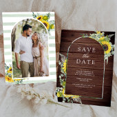 Sunflower Eucalyptus Photo Wood Wedding Save The Date