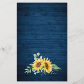 Sunflower Eucalyptus Rustic Blue Wood Weddenschap (Achterkant)