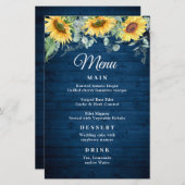 Sunflower Eucalyptus Rustic Blue Wood Weddenschap (Voorkant / Achterkant)