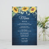 Sunflower Eucalyptus Rustic Blue Wood Weddenschap (Staand voorkant)