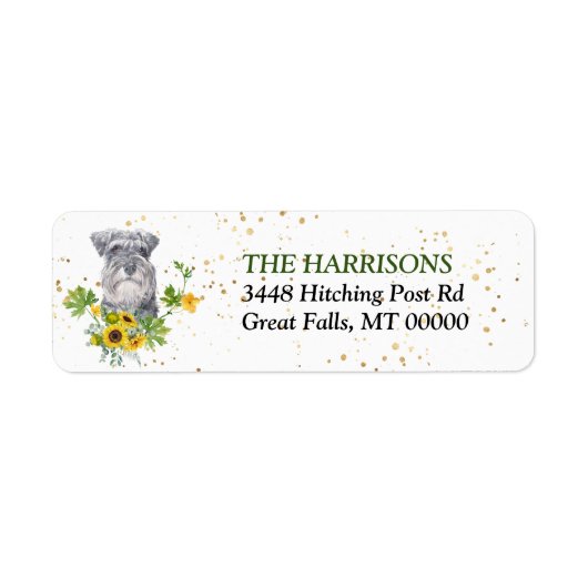 Sunflower Eucalyptus Schnauzer Return Address Etiket (Voorkant)