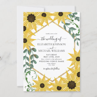 Sunflower Eucalyptus Watercolor  Yellow  Floral Kaart