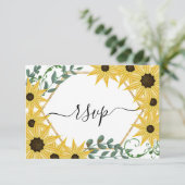 Sunflower Eucalyptus Watercolor Yellow Floral  RSVP Kaartje (Staand voorkant)
