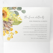 SUNFLOWER EUCALYPTUS WATERVERF FLORAL WEDING DRIELUIK UITNODIGING (Binnenzijde eerst)