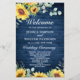 Sunflower Eucalyptus Wedding Ceremony Programme