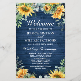 Sunflower Eucalyptus Wedding Ceremony Programme