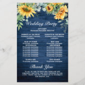 Sunflower Eucalyptus Wedding Ceremony Programme (Achterkant)