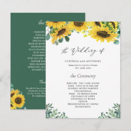 Sunflower Eucalyptus Wedding Ceremony Programme Kaart