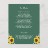 Sunflower Eucalyptus Wedding Ceremony Programme Kaart (Achterkant)