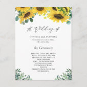 Sunflower Eucalyptus Wedding Ceremony Programme Kaart (Voorkant)