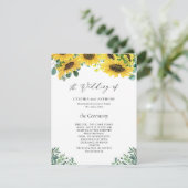 Sunflower Eucalyptus Wedding Ceremony Programme Kaart (Staand voorkant)