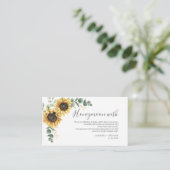 Sunflower Eucalyptus Wedding Honeymoon Wish Informatiekaartje (Staand voorkant)