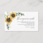 Sunflower Eucalyptus Wedding Honeymoon Wish Informatiekaartje (Voorkant)