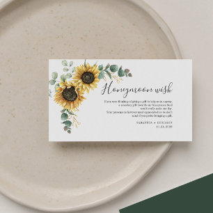 Sunflower Eucalyptus Wedding Honeymoon Wish Informatiekaartje