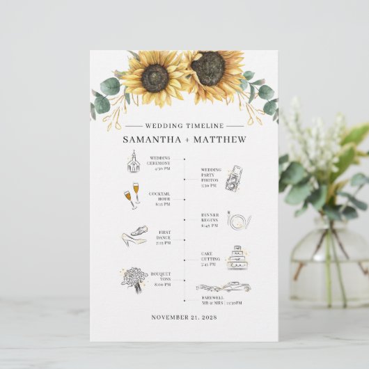 Sunflower Eucalyptus Weduwprogramma Briefpapier (Staand voorkant)
