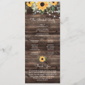 Sunflower Eucalyptus Wood Weddenschap Programmakaart (Achterkant)