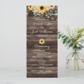 Sunflower Eucalyptus Wood Weddenschap Programmakaart (Staand voorkant)