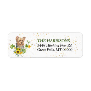 Sunflower Eucalyptus Yorkshire Terrier Etiket
