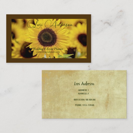 Sunflower Event Planner Visitekaartje (Voorkant / Achterkant)