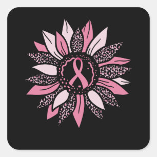 Sunflower Family Matching Breast Cancer Awareness Vierkante Sticker