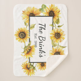 Sunflower Family Sherpa Blanket  Deken