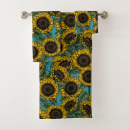 Sunflower field bad handdoek