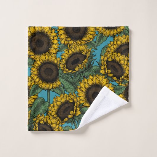 Sunflower field bad handdoek (Wasdoekje)