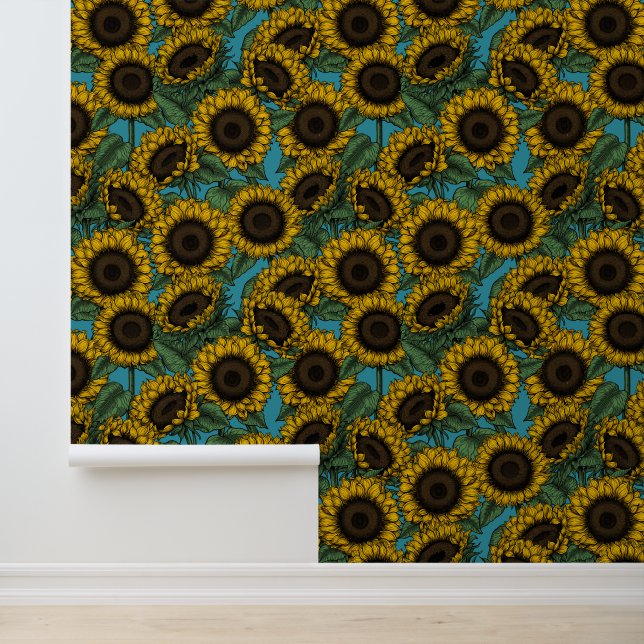 Sunflower field behang (Applicatie)