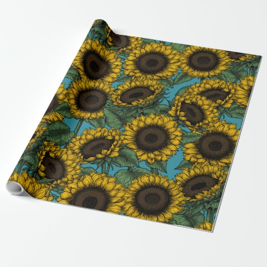 Sunflower field cadeaupapier (Uitgerold)