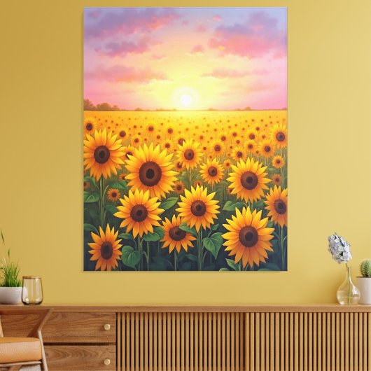 Sunflower field canvas afdruk (Insitu (Woonkamer))